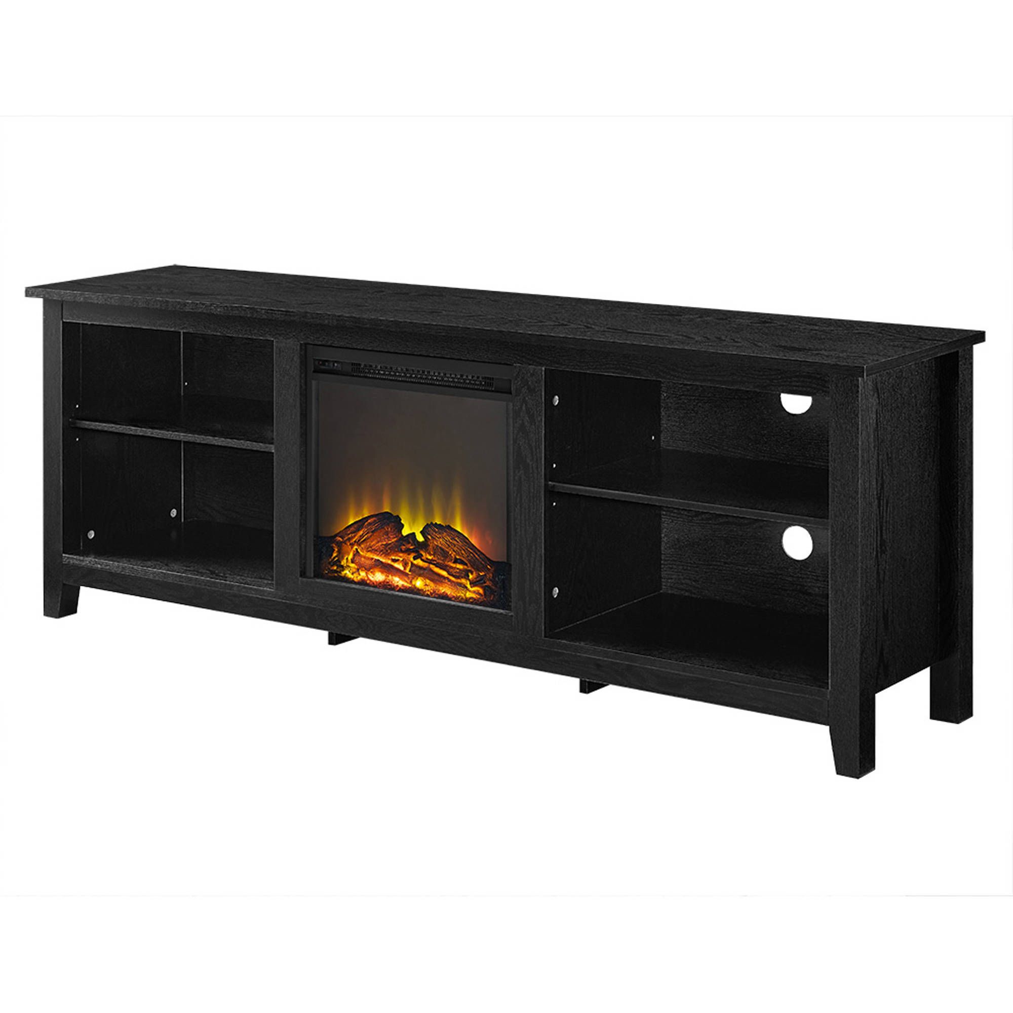 Dark Wood Tv Stands With Newest We Furniture Az70fp18bl 70" Wood Fireplace Tv Stand Black (View 16 of 20)