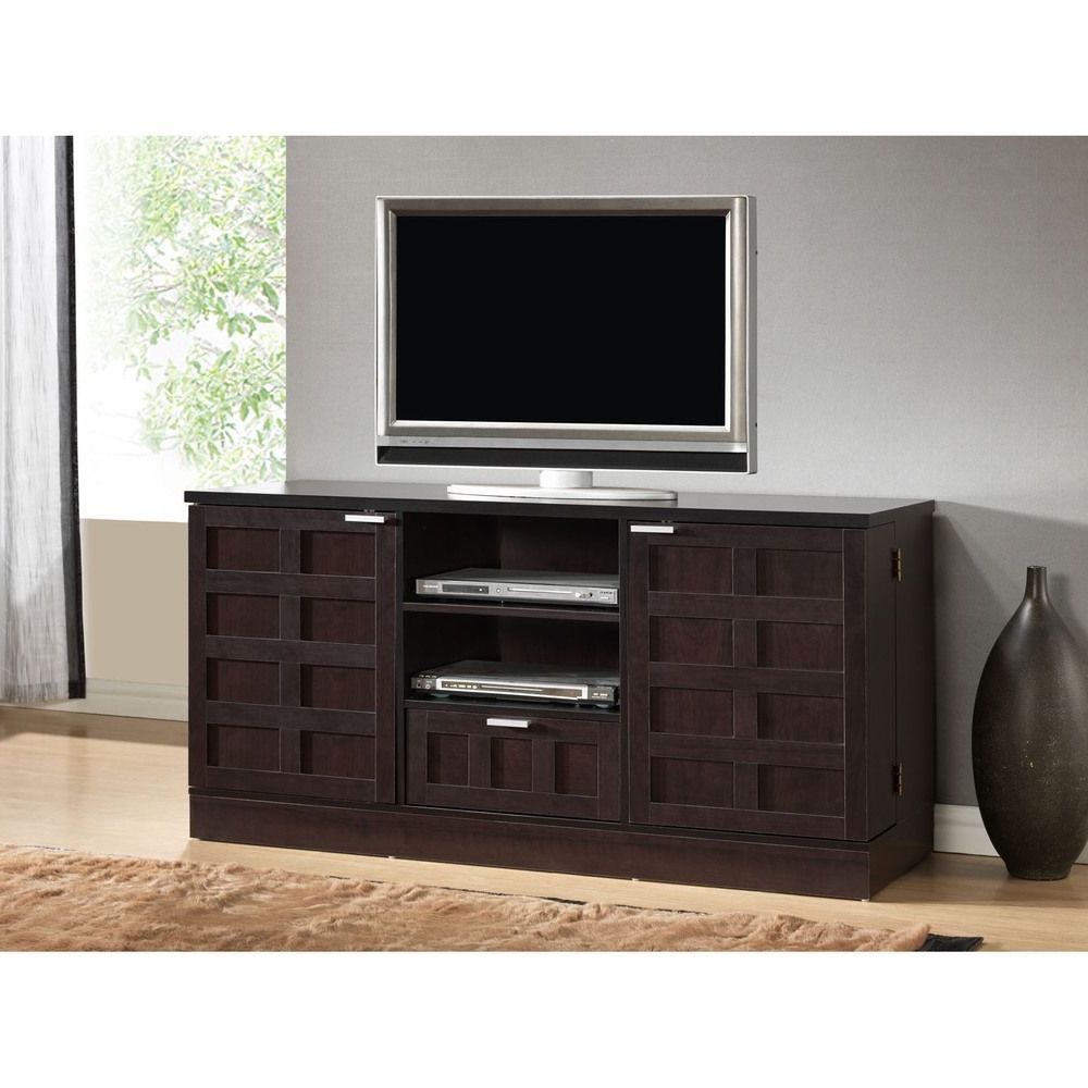 Dixon White 58 Inch Tv Stands Intended For Preferred Baxton Studio Tv Cabinet Table Wales Stand Espresso At Home With (Photo 9 of 20)
