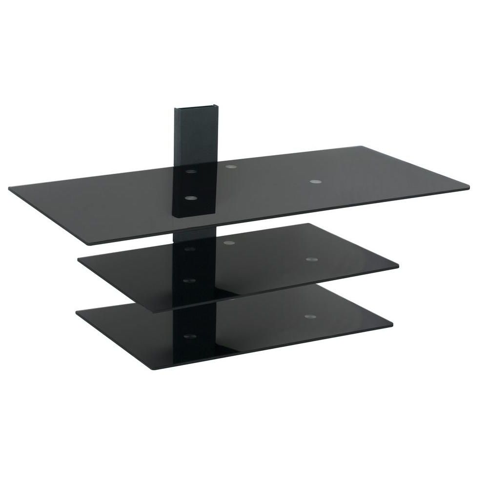 Famous Avf Wall Mounted Tv Stand, Glass Shelving System With Safety Straps Intended For Wall Mounted Tv Stands With Shelves (Photo 6 of 20)