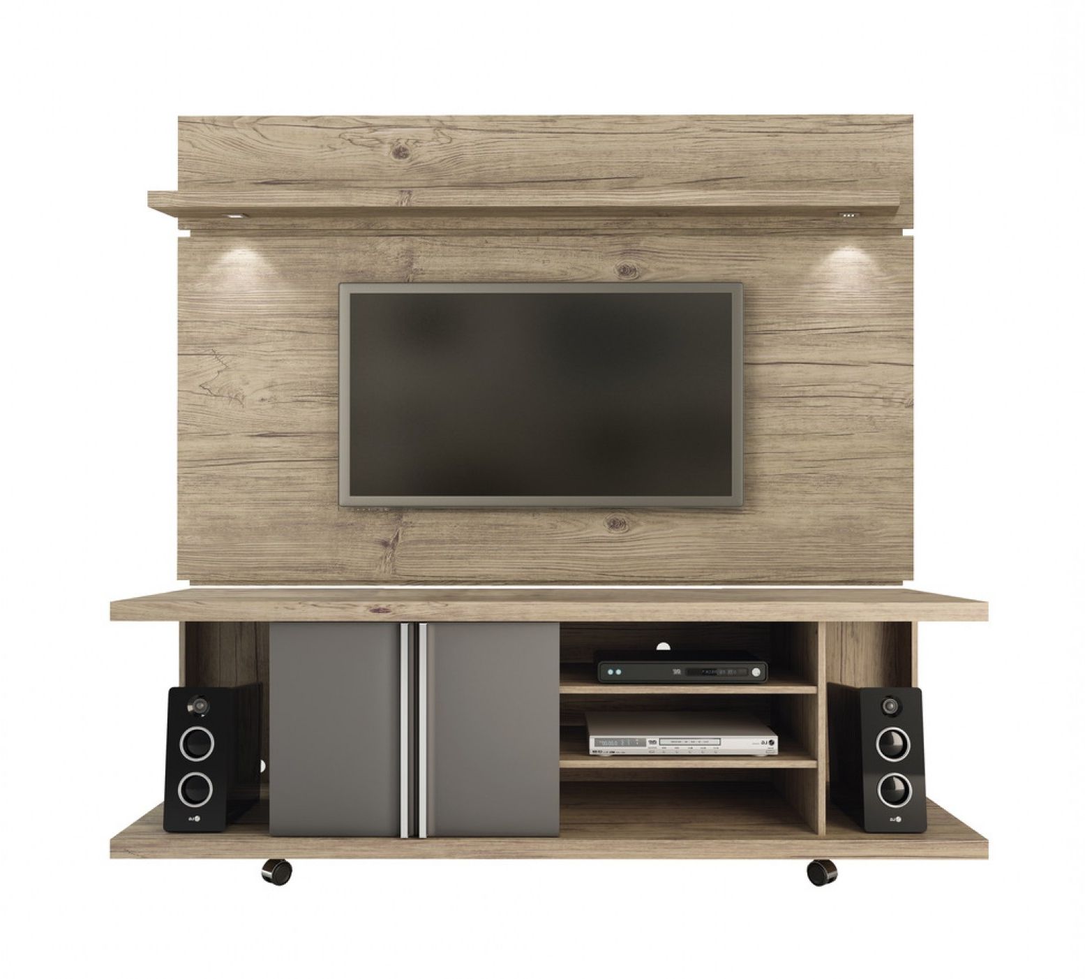 Famous Carnegie Tv Stand And Park 1.8 Tv Panel W/led Lights, Nature + Onyx For Tv Stands With Led Lights (Photo 18 of 20)