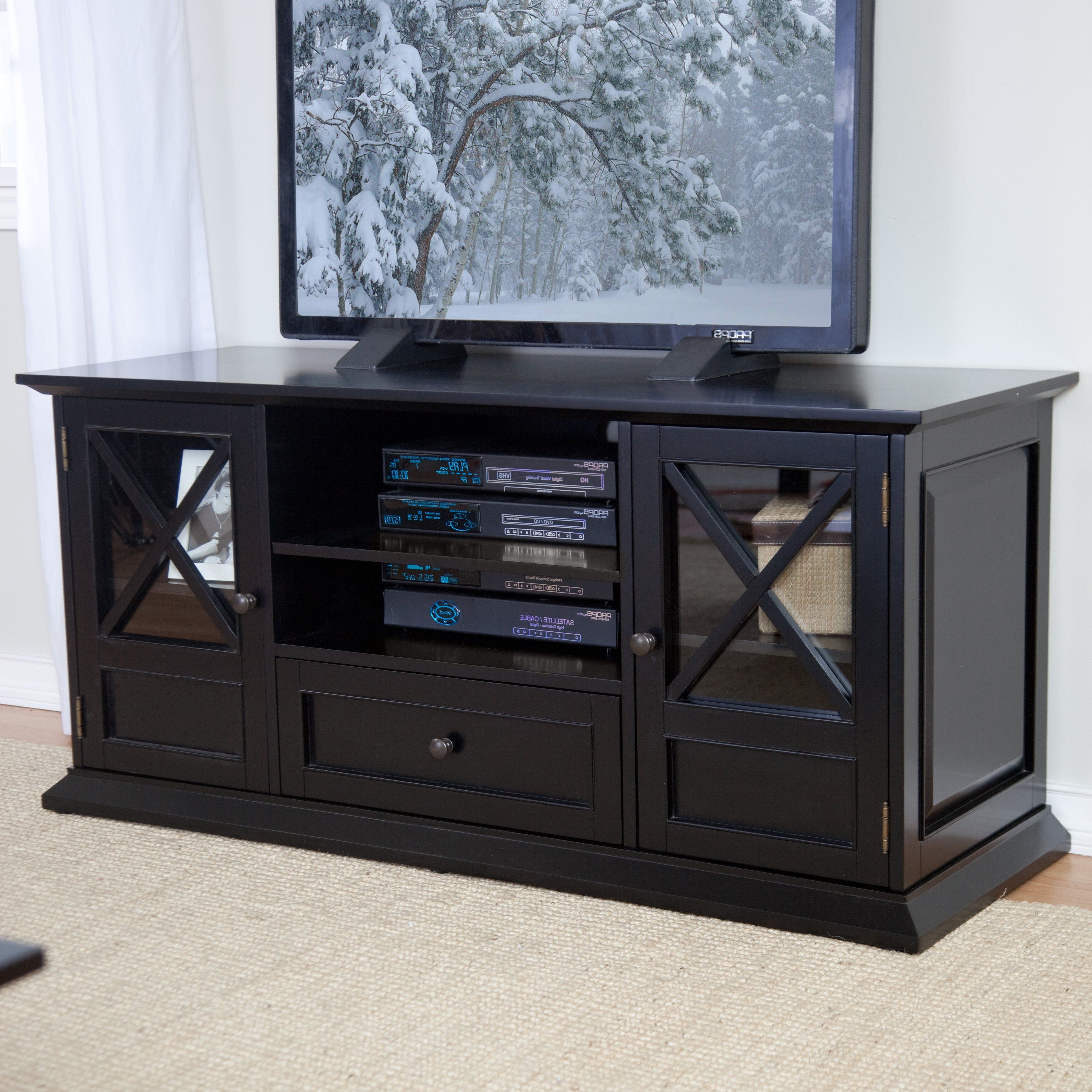 Famous Have To Have It. Belham Living Hampton 55 Inch Tv Stand – Black With Wooden Tv Stands For 55 Inch Flat Screen (Photo 18 of 20)