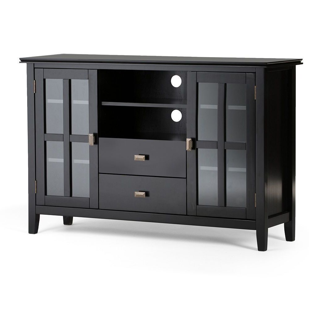 Famous Tall Black Tv Cabinets Inside Simpli Home Artisan Tall Black Tv Stand (View 1 of 20)