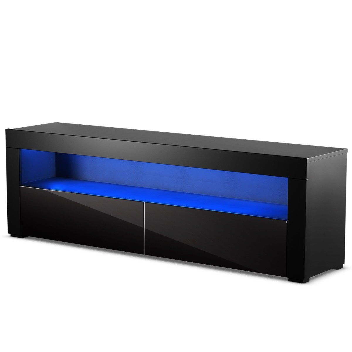 Fashionable Black Gloss Tv Benches Within Shop Costway High Gloss Tv Stand Unit Cabinet Console Furniture W (View 17 of 20)