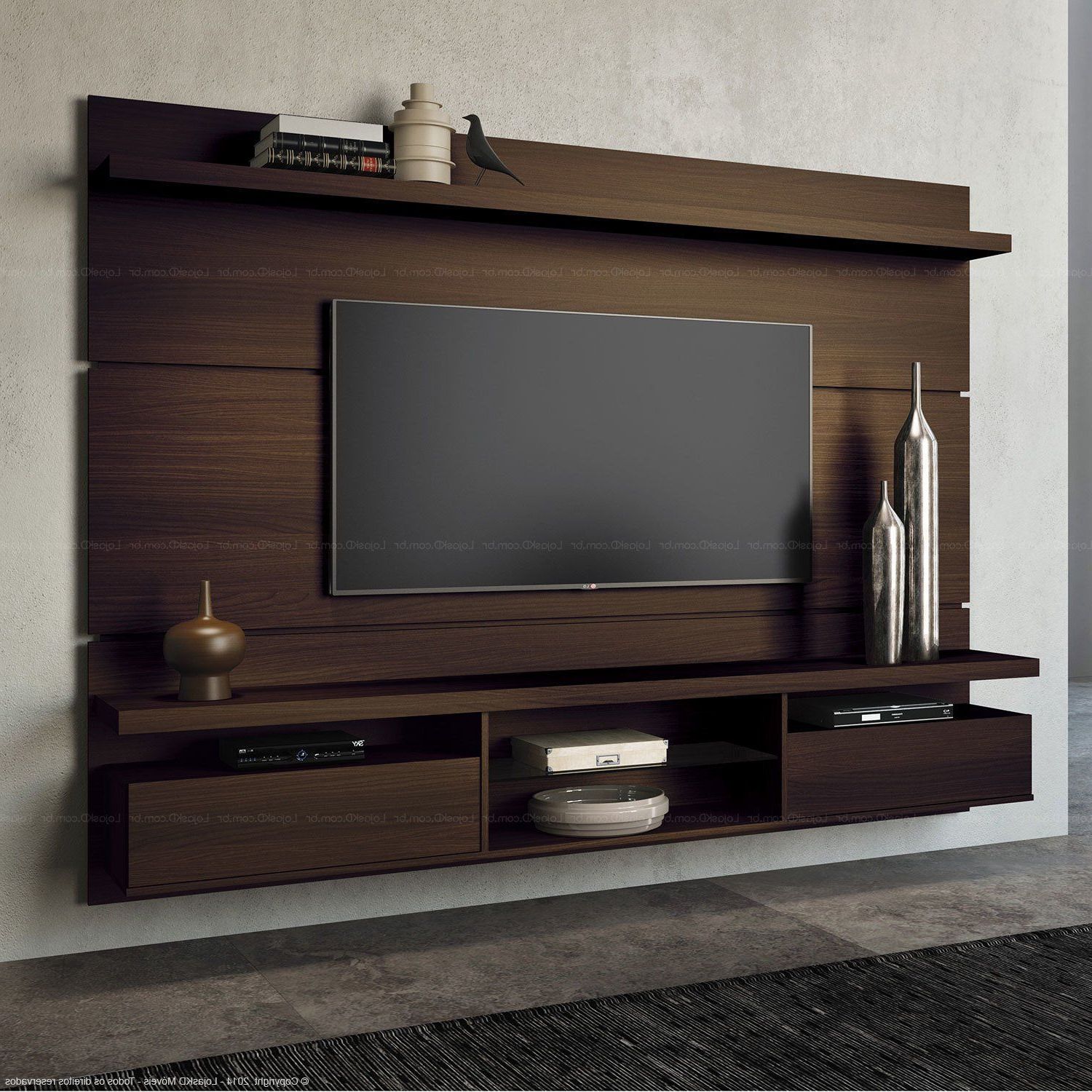 Fashionable Home Suspenso Para Tv Até 60 Polegadas Livin 165 X 220 X 35 With 60 Inch Tv Wall Units (Photo 9 of 20)