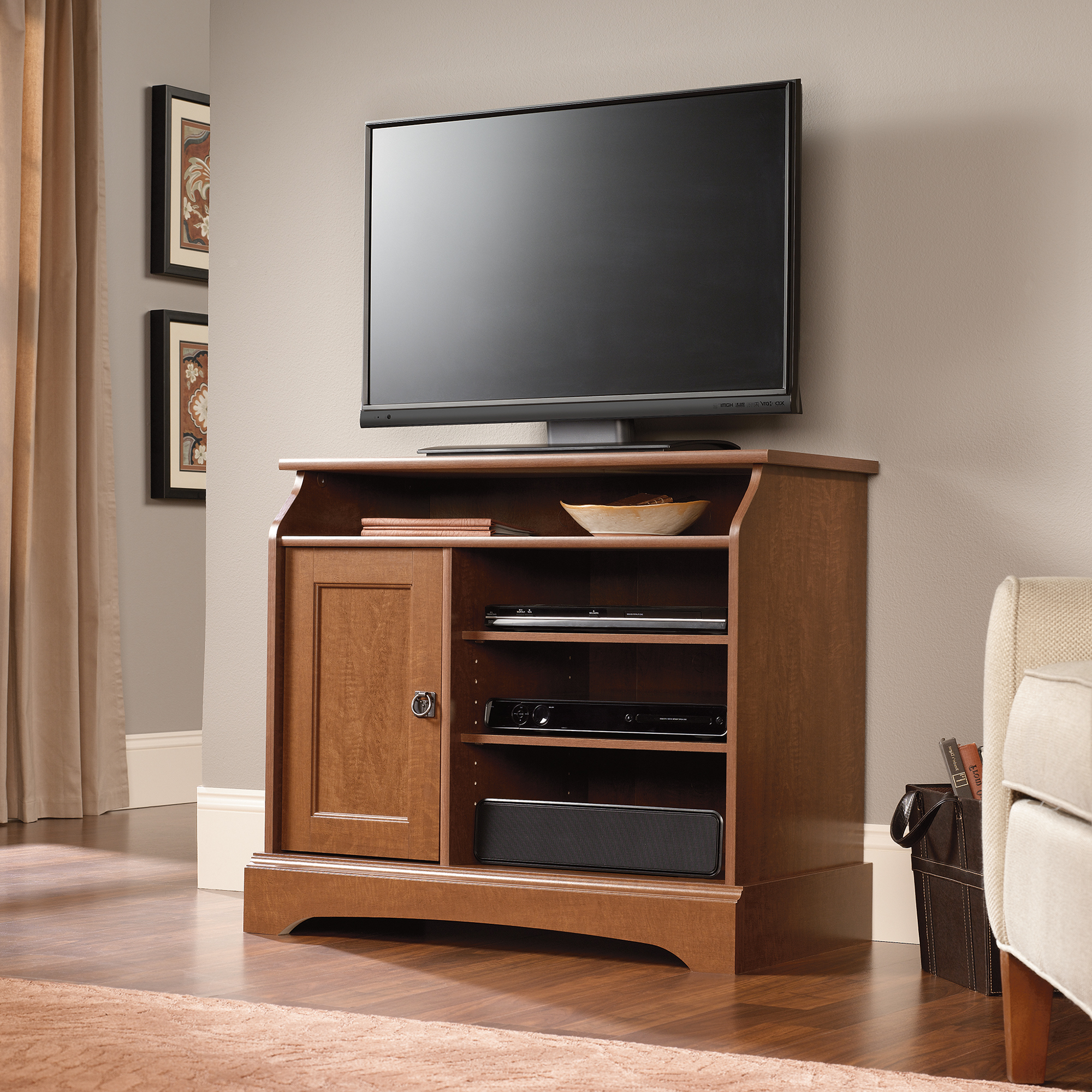 Fashionable Solid Maple Tv Stand Light Oak Honey With Media Storage Sauder With Regard To Maple Tv Stands For Flat Screens (Photo 9 of 20)