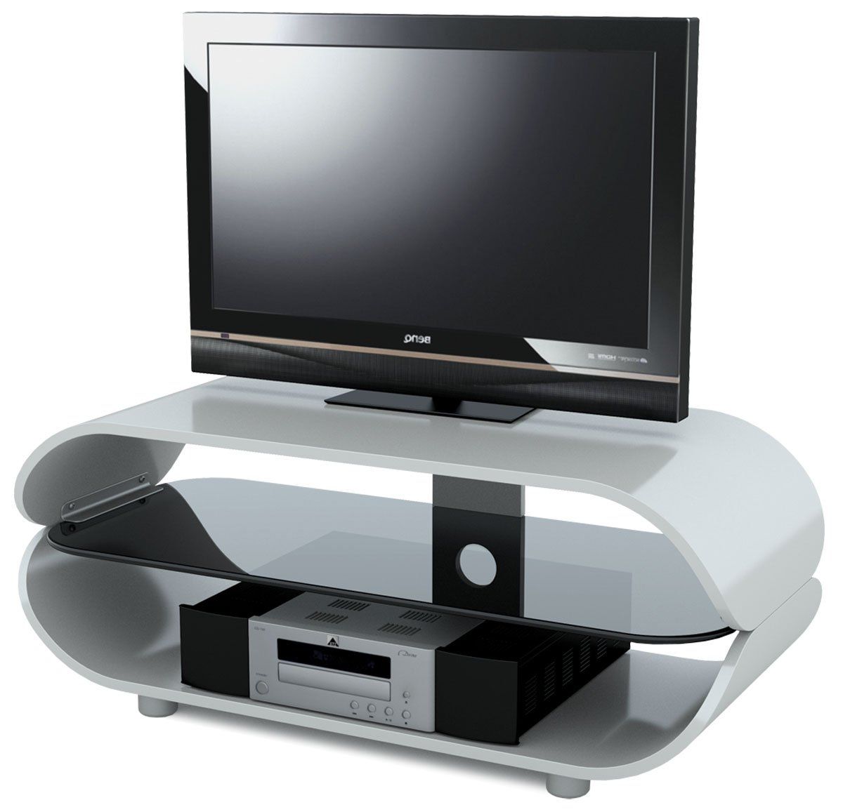 Fashionable Stil Stand High Gloss White Oval Tv Stand: Amazon.co (View 4 of 20)