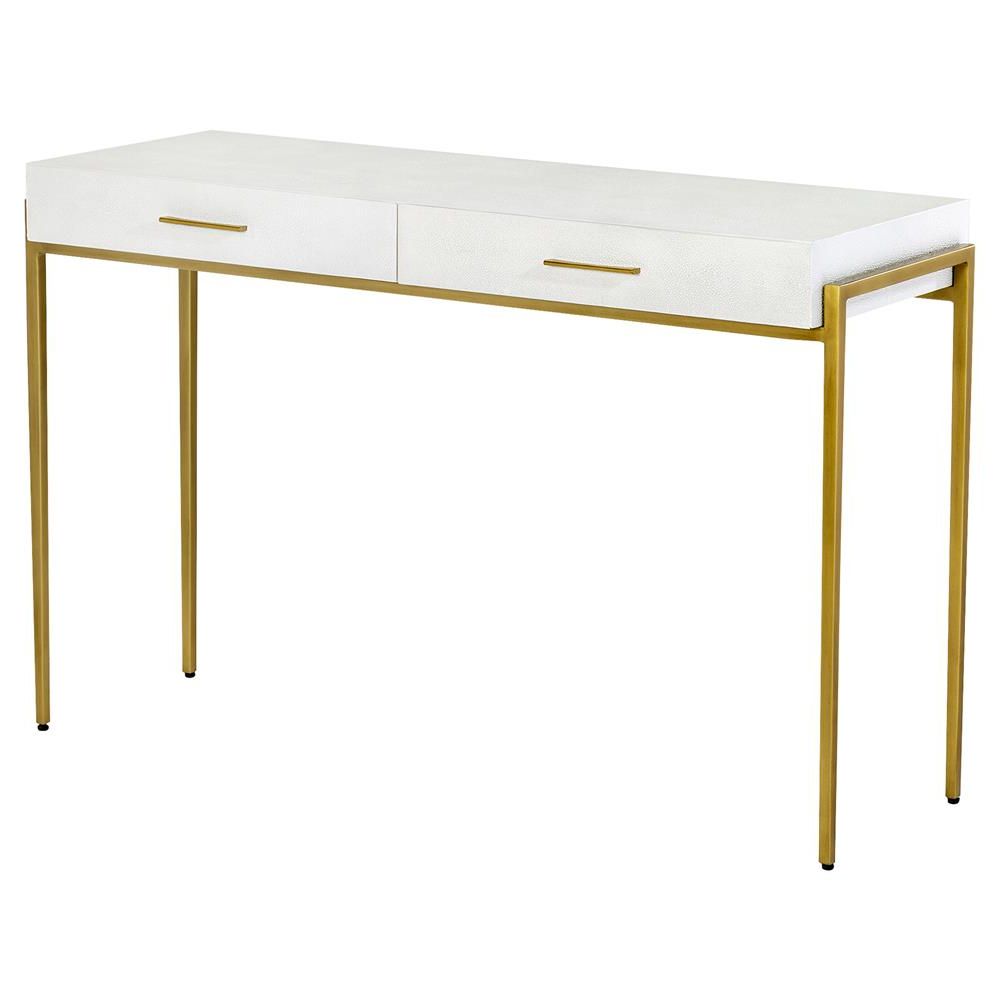 Faux Shagreen Console Tables For Current Interlude Morand White Faux Shagreen Antique Gold Leaf Metal Console (View 17 of 20)