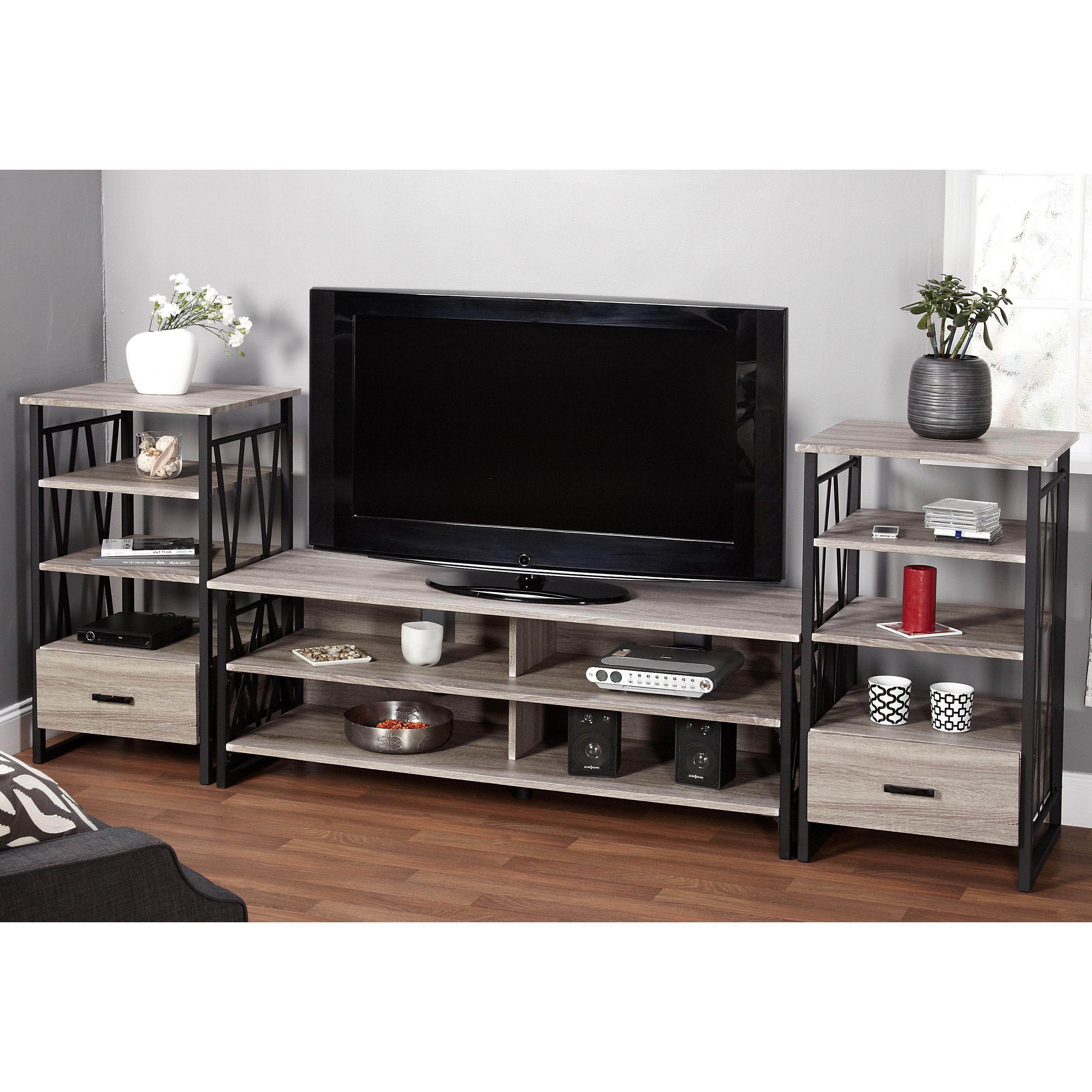 Favorite Abbott Driftwood 60 Inch Tv Stands Intended For Simple Living Seneca Black/ Grey Reclaimed Look 60 Inch Tv Stand (Photo 9 of 20)