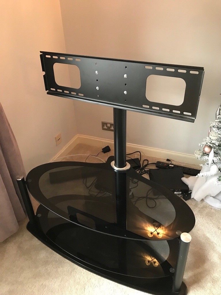 Free Black Oval Glass Tv Stand With Bracket – Pick Up Only (Photo 9 of 20)