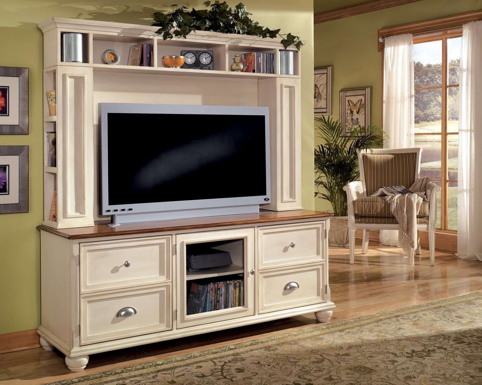 Furniture. White Wood French Country Style Big Screen Tv Stand With Pertaining To Fashionable French Country Tv Stands (Photo 2 of 20)