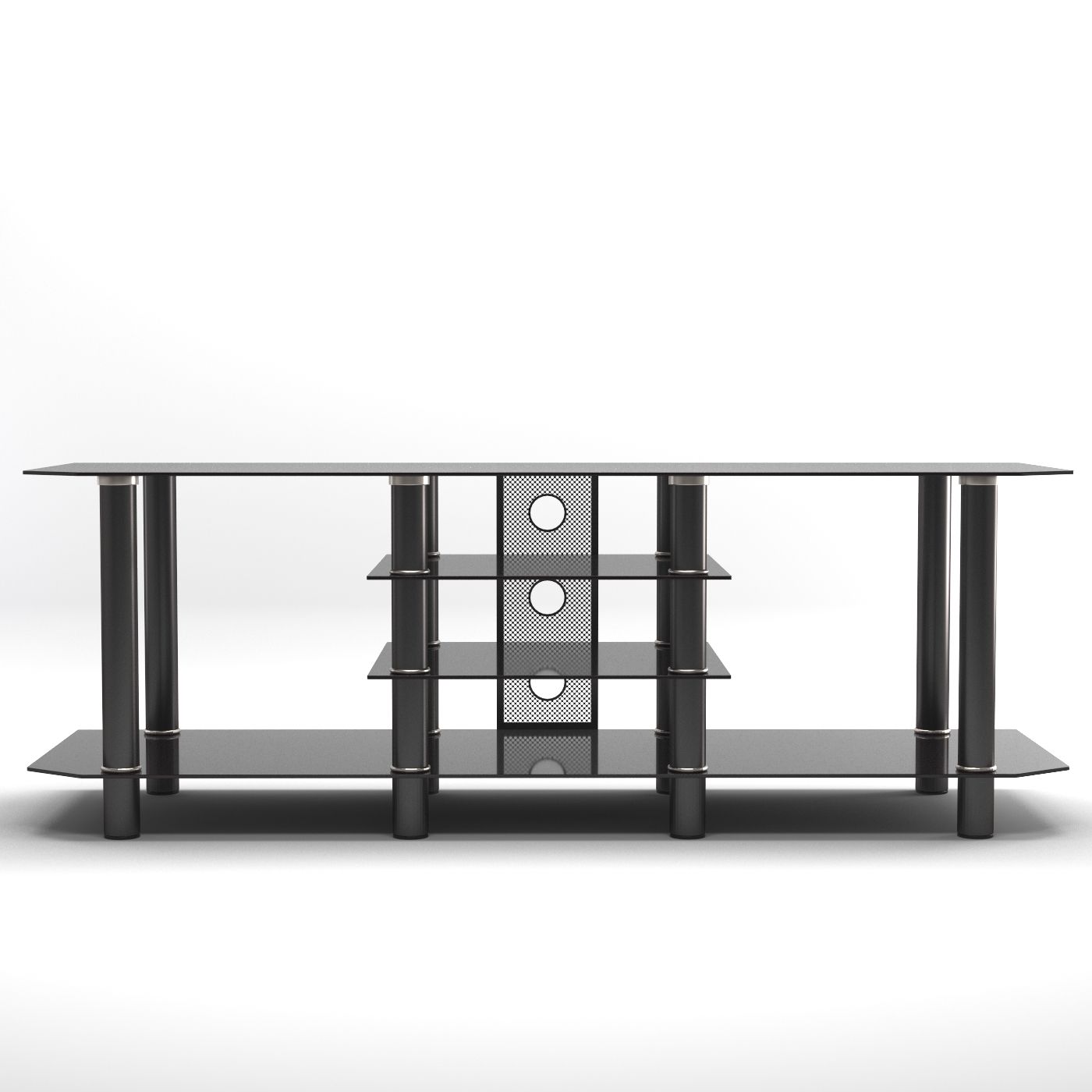 Glass Front Tv Stands For Most Current Salerno 60 Inch Glass Tv Stand In Black (Photo 11 of 20)