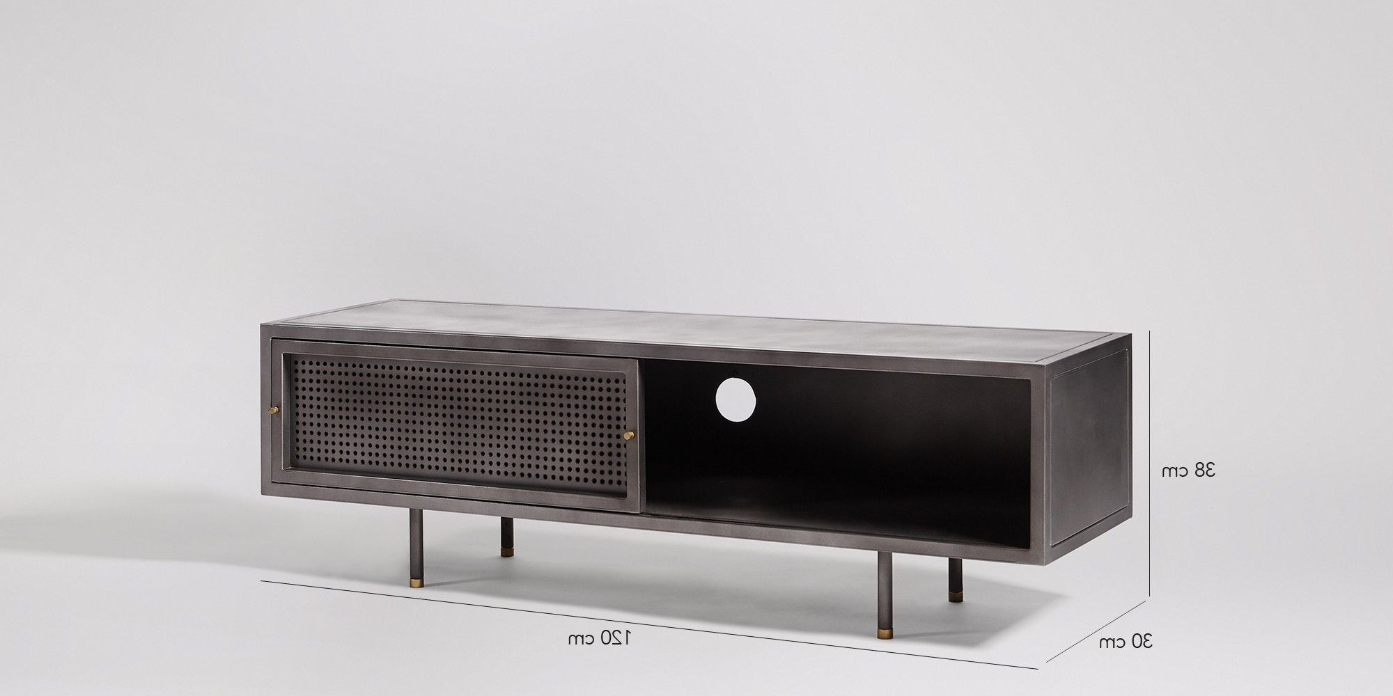 Gunmetal Media Console Tables With Famous Sheffield Media Unit In Gunmetal And Brass (Photo 1 of 20)