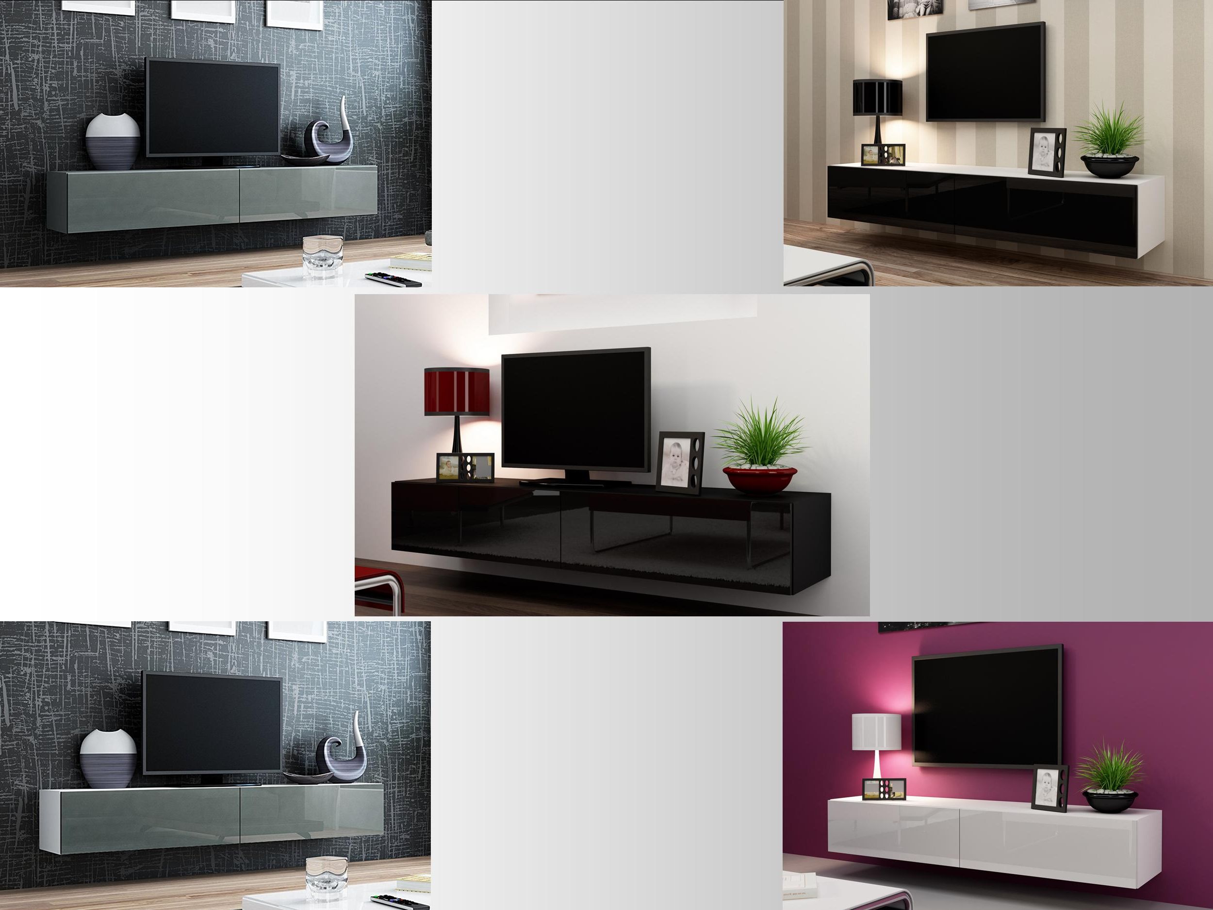 High Gloss Tv Stand Entertainment Cabinet 180cm Floating Wall Within Famous White Wall Mounted Tv Stands (View 7 of 20)