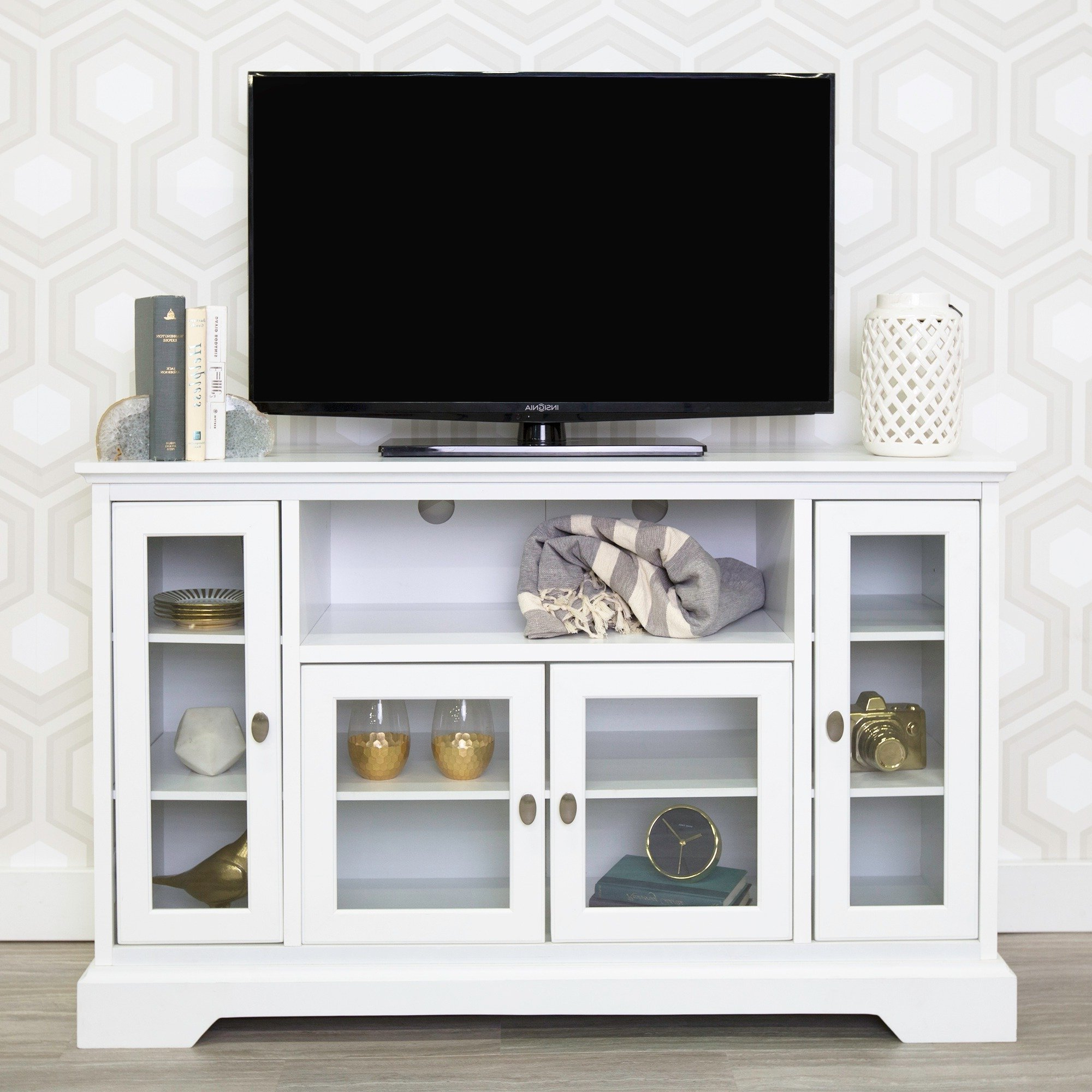 Highboy Tv Stands For Most Popular Shop 52" Highboy Tv Stand Console – White – 52 X 16 X 33h – Free (View 18 of 20)