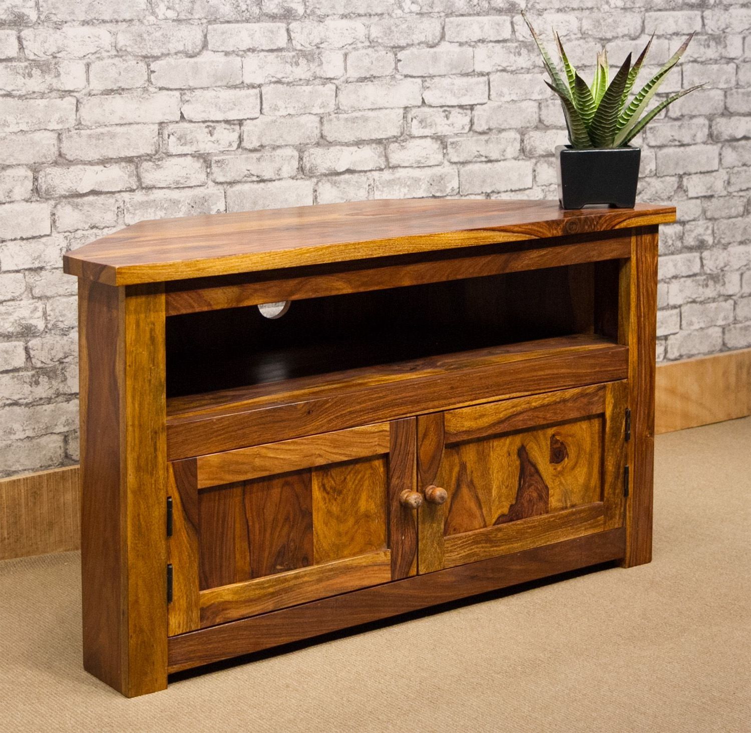 Ibf 013 100cm Corner Tv Stand Within Well Liked Sheesham Tv Stands (Photo 3 of 20)