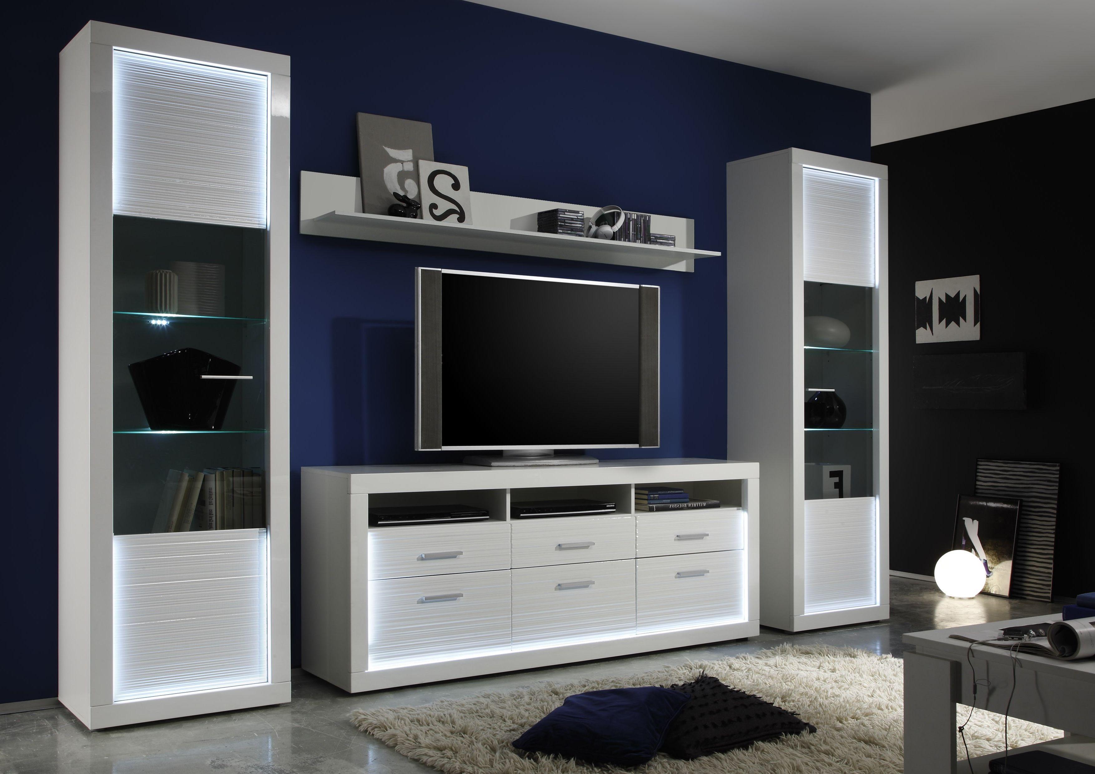 Iluminati Iv – Large Gloss Tv Set With Led Lights – Wall Units (1550 Within Well Known Tv Display Cabinets (Photo 17 of 20)