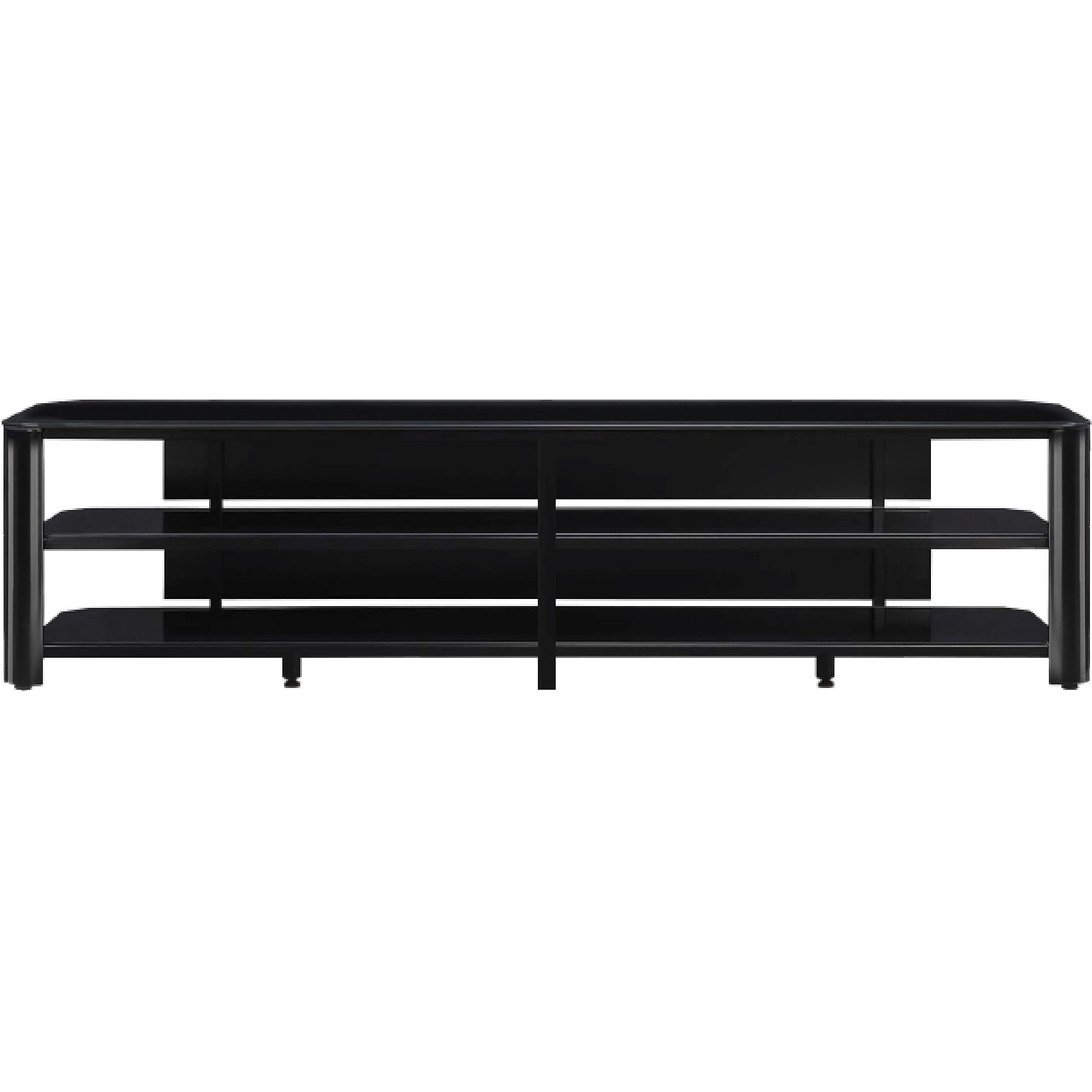 Innovex Oxford Glass Black Tv Stand For Tvs Up To 83" – Walmart Regarding Most Up To Date Oxford 84 Inch Tv Stands (Photo 18 of 20)