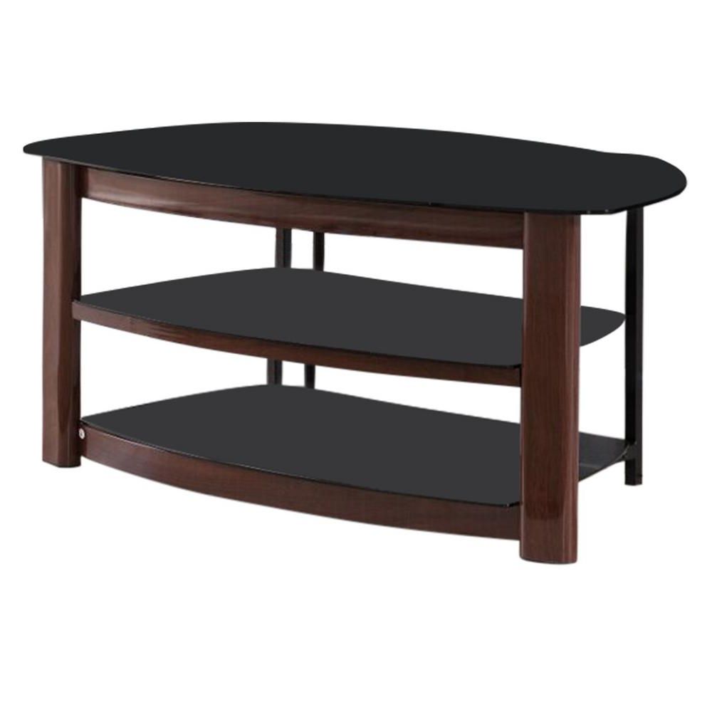 Kings Brand Furniture Brown Wood And Black Tempered Glass Modern Tv Within Most Current Black Glass Tv Stands (Photo 10 of 20)