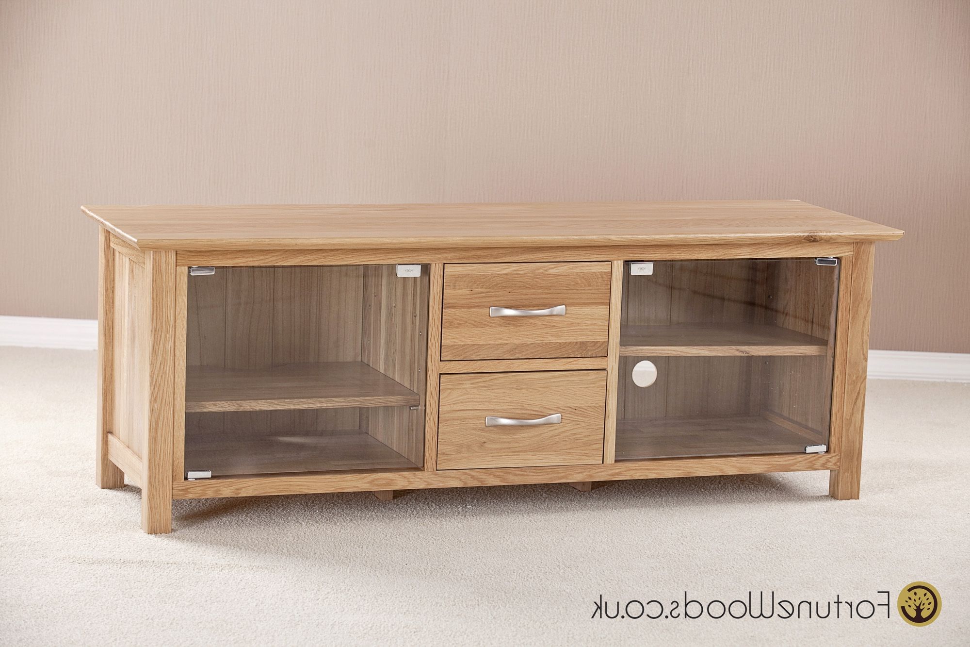 Large Oak Tv Stands Inside Most Recently Released Large Oak Tv Unit With Glass Doors (View 1 of 20)