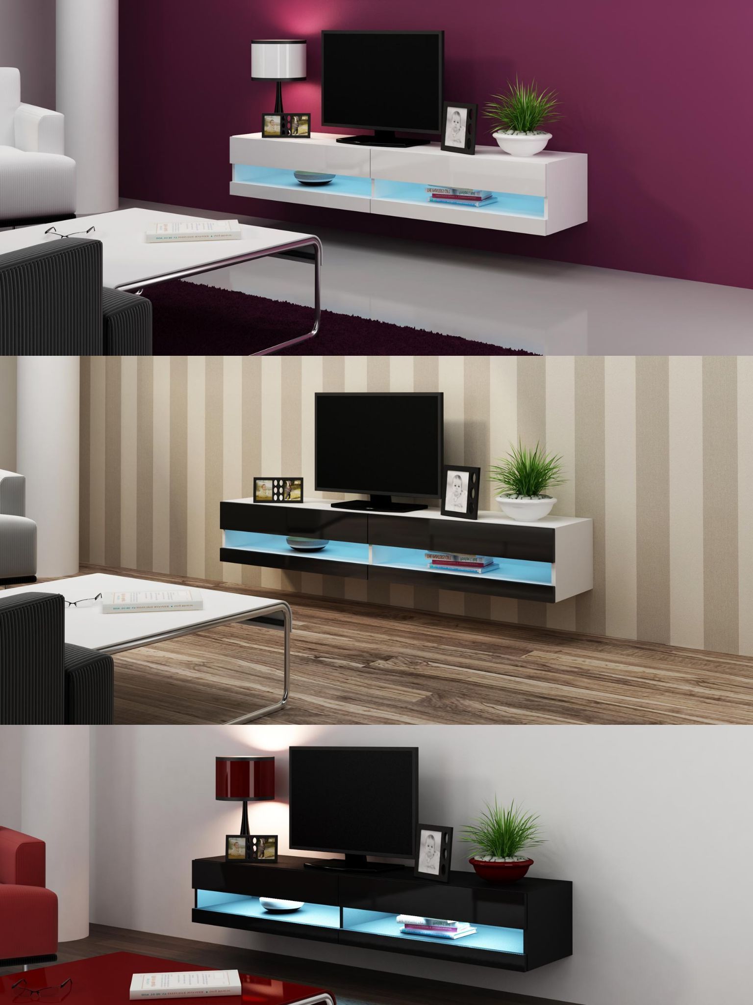Latest Caspian® Vigo Tv Unit 180 – Oak, Grey, Latte, Black & White Color With Black Gloss Tv Wall Unit (View 8 of 20)