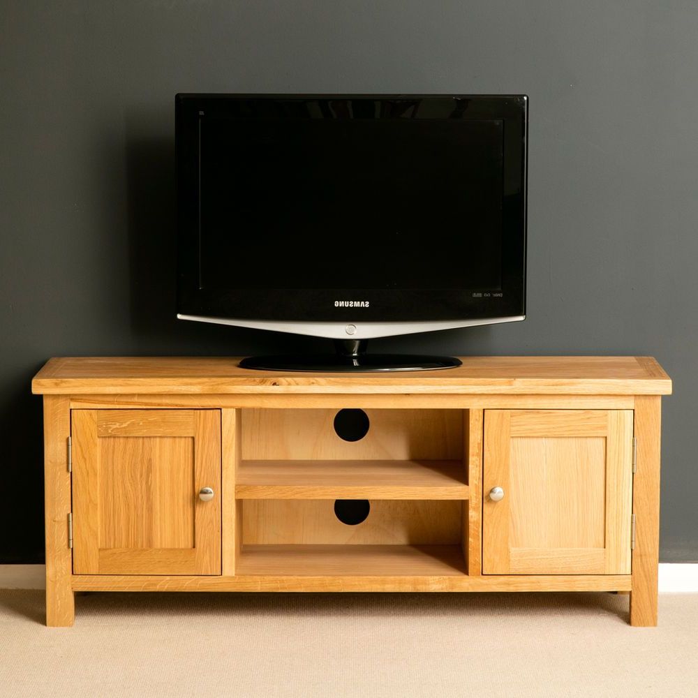 London Oak Tv Stand / Light Oak Plasma Tv Cabinet / Solid Wood Large Inside Fashionable Large Tv Cabinets (Photo 15 of 20)