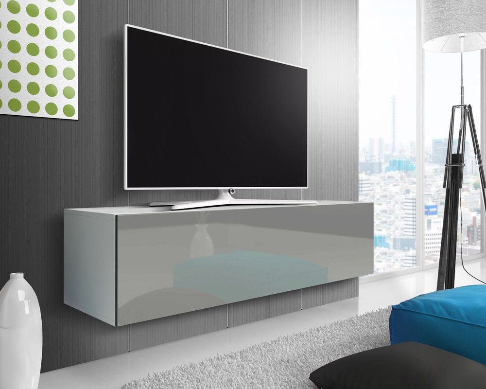 Mason White/ Grey Gloss Floating Tv Stand 100, 140 Or 160cm Inside 2017 Floating Tv Cabinets (Photo 6 of 20)