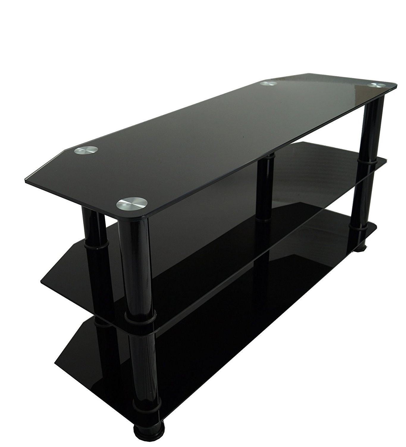 Metal And Glass Tv Stand As Well Insignia Black With Plus Corner For Within Famous Large Black Tv Unit (View 7 of 20)