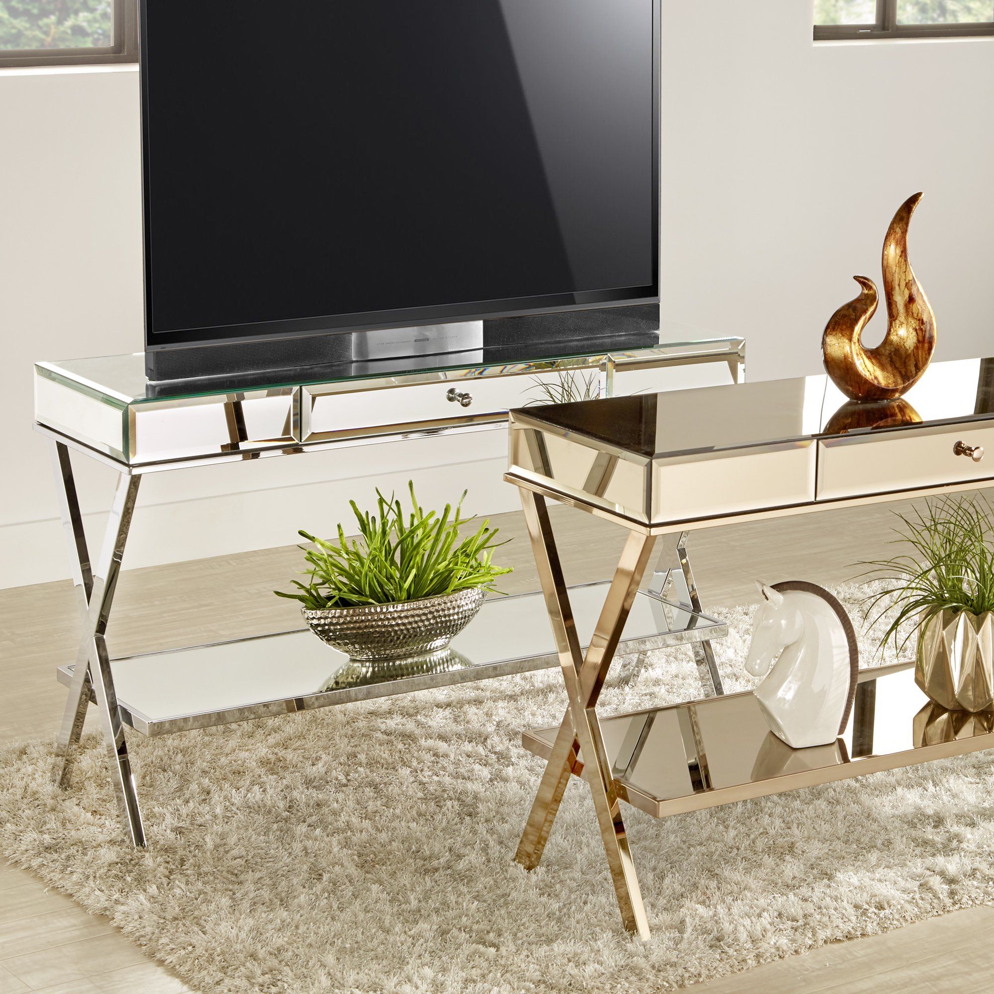 Mirrored Tv Stands With Regard To Popular Shop Omni X Base Mirrored Tv Stand With Drawerinspire Q Bold (View 18 of 20)