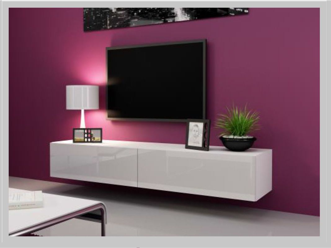 Modern High Gloss Tv Stand Unit 180cm Entertainment Shelf Wall Within Most Up To Date Modern White Gloss Tv Stands (View 3 of 20)