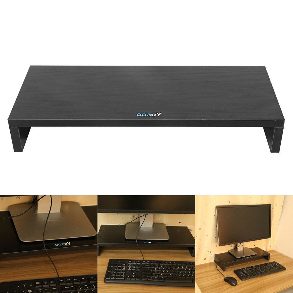 Most Current Computer Monitor Laptop Tv Riser Stand Desktop Organizer Space Saver Regarding Tv Riser Stand (View 2 of 20)