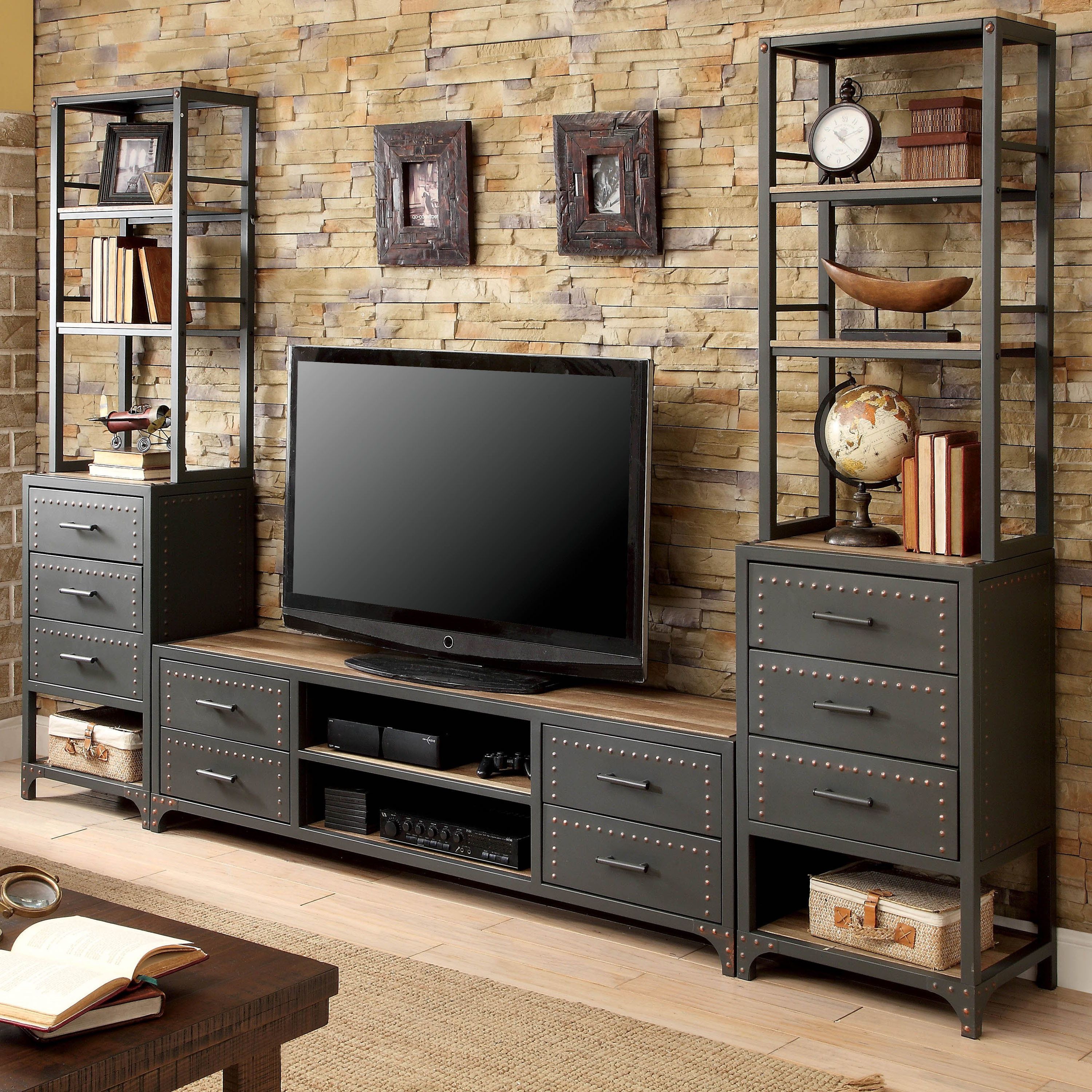 Most Current Industrial Style Tv Stands In Shop Furniture Of America Vectra Industrial Style Metal Tv Stand (Photo 1 of 20)