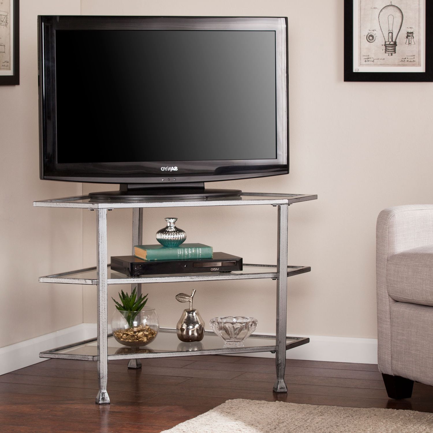 Featured Photo of 20 Best Collection of Silver Corner Tv Stands