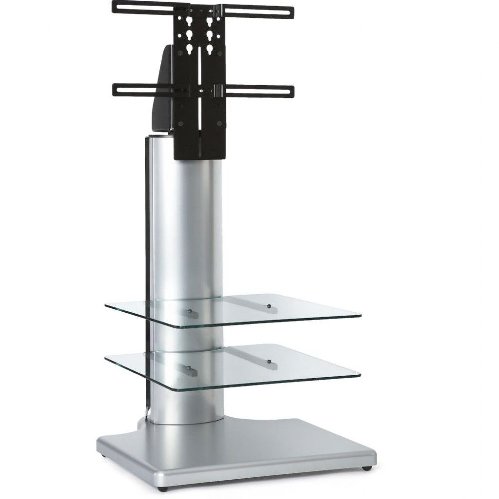 Most Current Silver Small Square Tv Stand Bracket Mount Display Unit In Clear Glass Tv Stand (View 15 of 20)