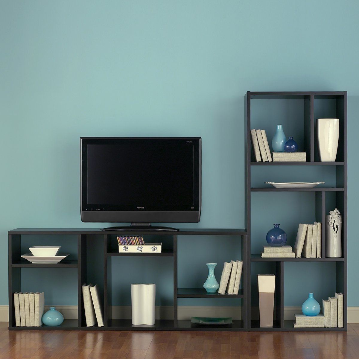 Most Current Tv Stands: Inspire Black And White Tv Stand Bookshelf Design Ideas For Bookshelf And Tv Stands (Photo 6 of 20)