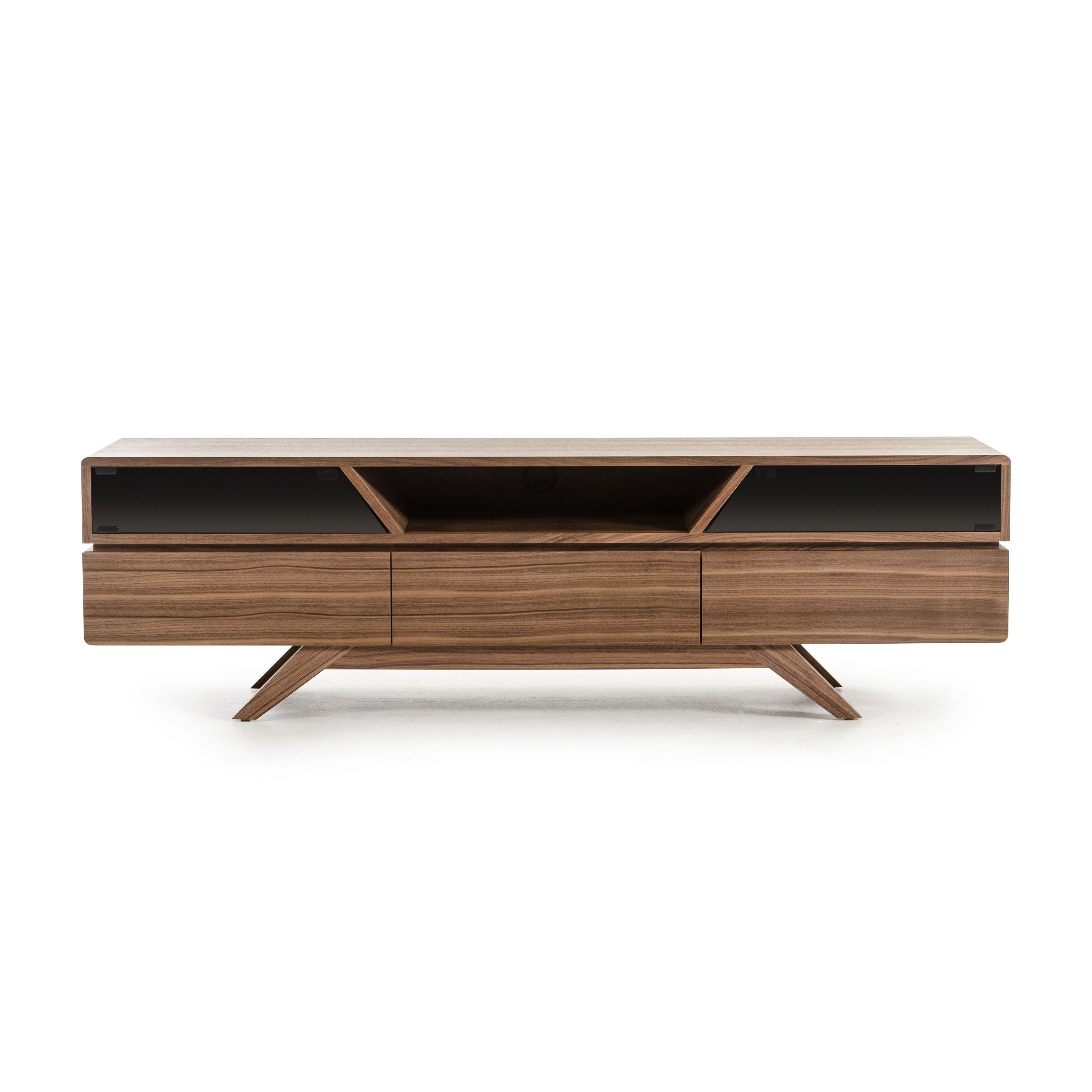 Most Current Tv Stands With Rounded Corners With Let Your Tv Stand Out On This Soria Walnut Tv Stand From Vig (Photo 9 of 20)