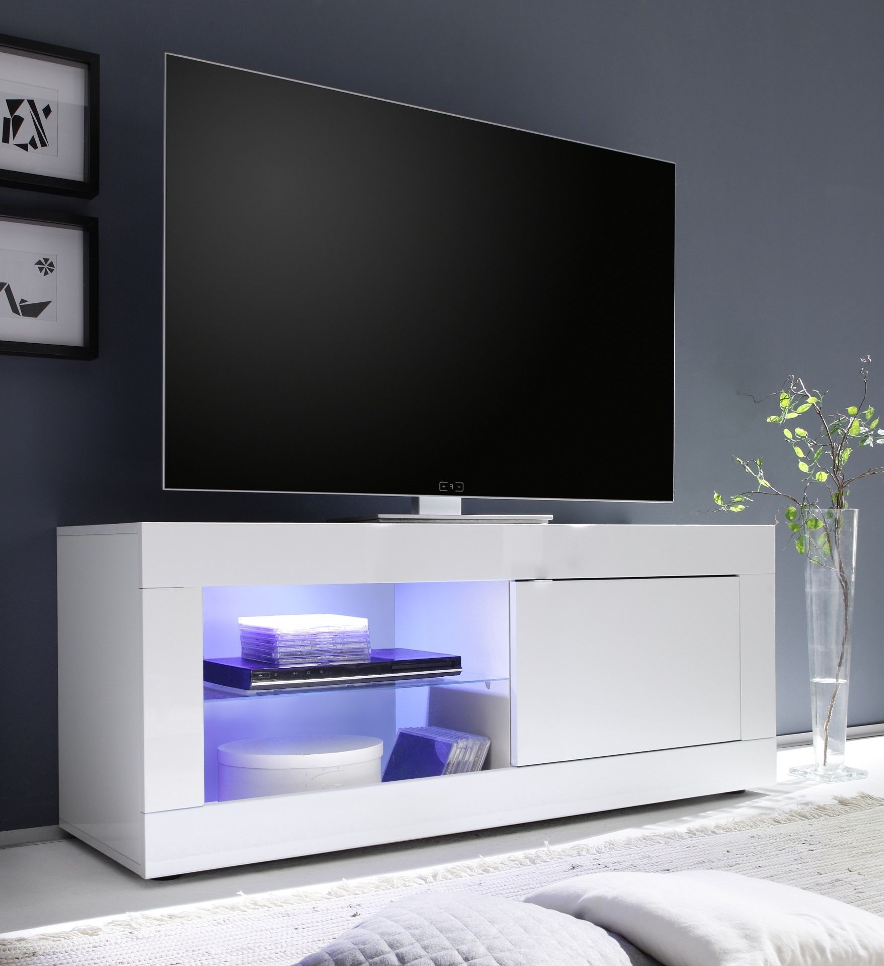 Most Popular Glossy White Tv Stands Within Tv Stands. Glamorous White High Gloss Tv Stand 2017 Design: White (Photo 7 of 20)