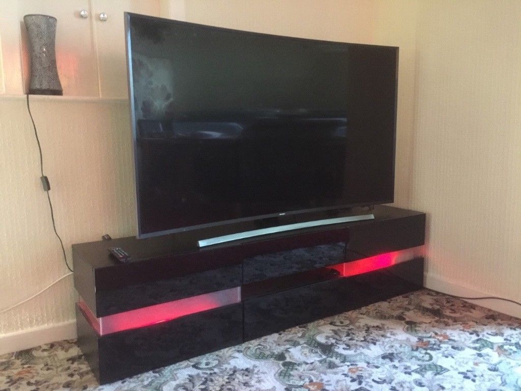 Most Popular Noah 75 Inch Tv Stands With Regard To Modern Black Tv Stand With Led Lighting (View 14 of 20)