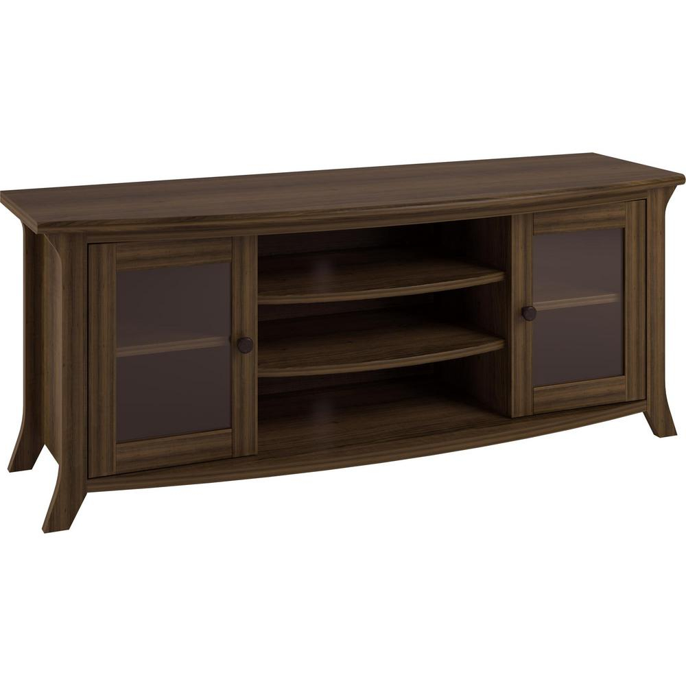 Most Popular Palma Brown Oak 60 In. Tv Stand With Glass Doors Hd10645 – The Home With Wooden Tv Stands With Glass Doors (Photo 1 of 20)