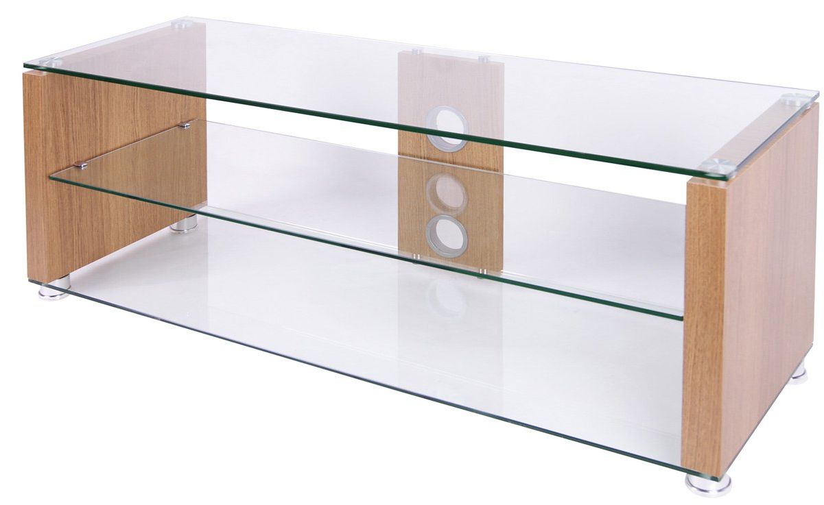 Most Popular Tnw Elegance 1200 Oak Tv Stands With Clear Glass Tv Stand (View 18 of 20)