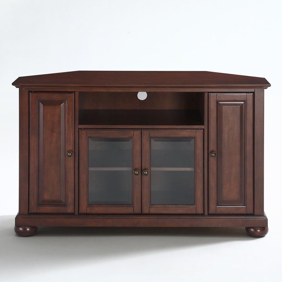 Most Popular Wooden Corner Tv Cabinets With Regard To Crosley Furniture Alexandria Vintage Mahogany Corner Tv Stand At (Photo 12 of 20)