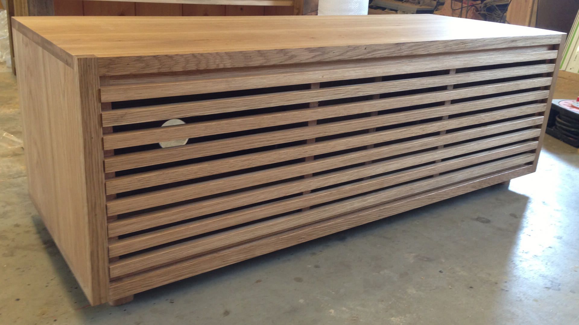Most Recent Contemporary Oak Tv Cabinets Inside Contemporary Oak Slatted Tv Unit (View 12 of 20)