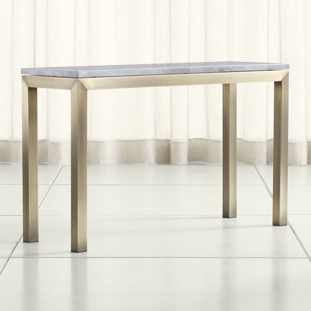 Featured Photo of 2024 Popular Parsons Concrete Top & Brass Base 48x16 Console Tables