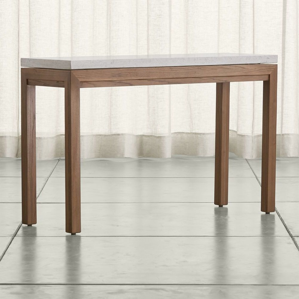 Most Recently Released Parsons Travertine Top & Stainless Steel Base 48x16 Console Tables Within Parsons Travertine Top/ Elm Base 48x16 Console (View 1 of 20)