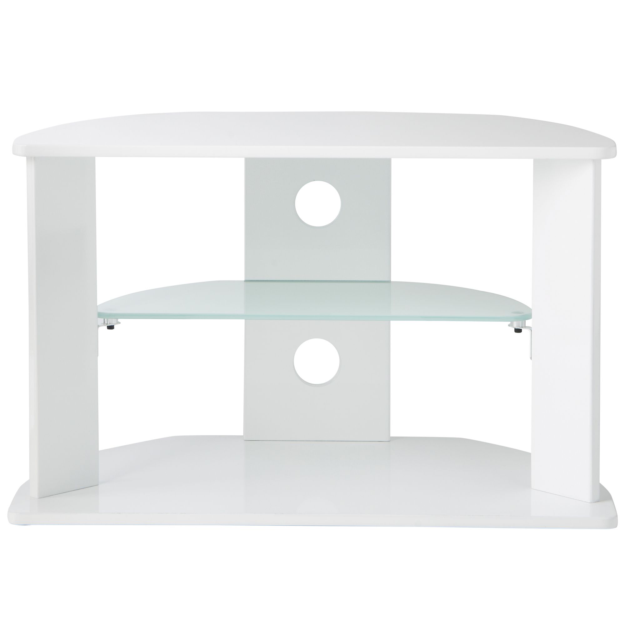 Most Up To Date White Oval Tv Stands Intended For Vonhaus High Gloss Mdf White Tv Stand With 3 Shelves For Tvs Up To (View 9 of 20)