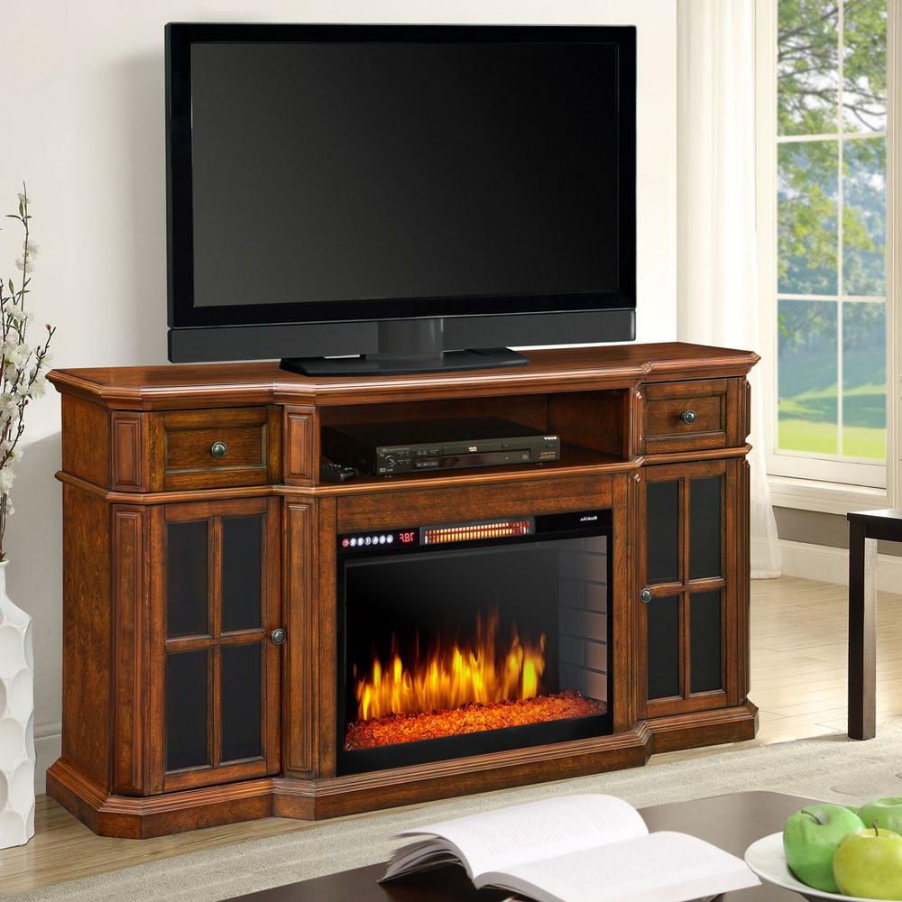 Muskoka Sinclair 60 In. Bluetooth Media Electric Fireplace Tv Stand In Aged  Cherry Inside 2018 Sinclair White 68 Inch Tv Stands (Photo 11 of 20)