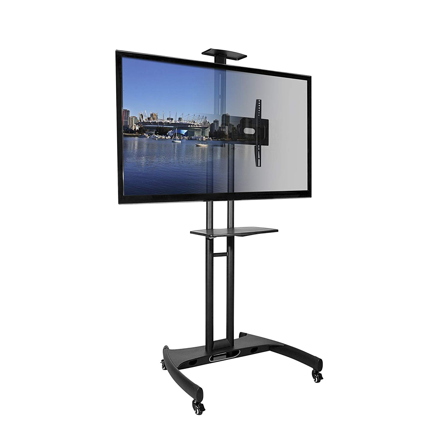 Newest Tv With Stands Pertaining To Kanto Mobile Tv Stand With Adjustable Shelf And Flat Screen Mount (View 8 of 20)