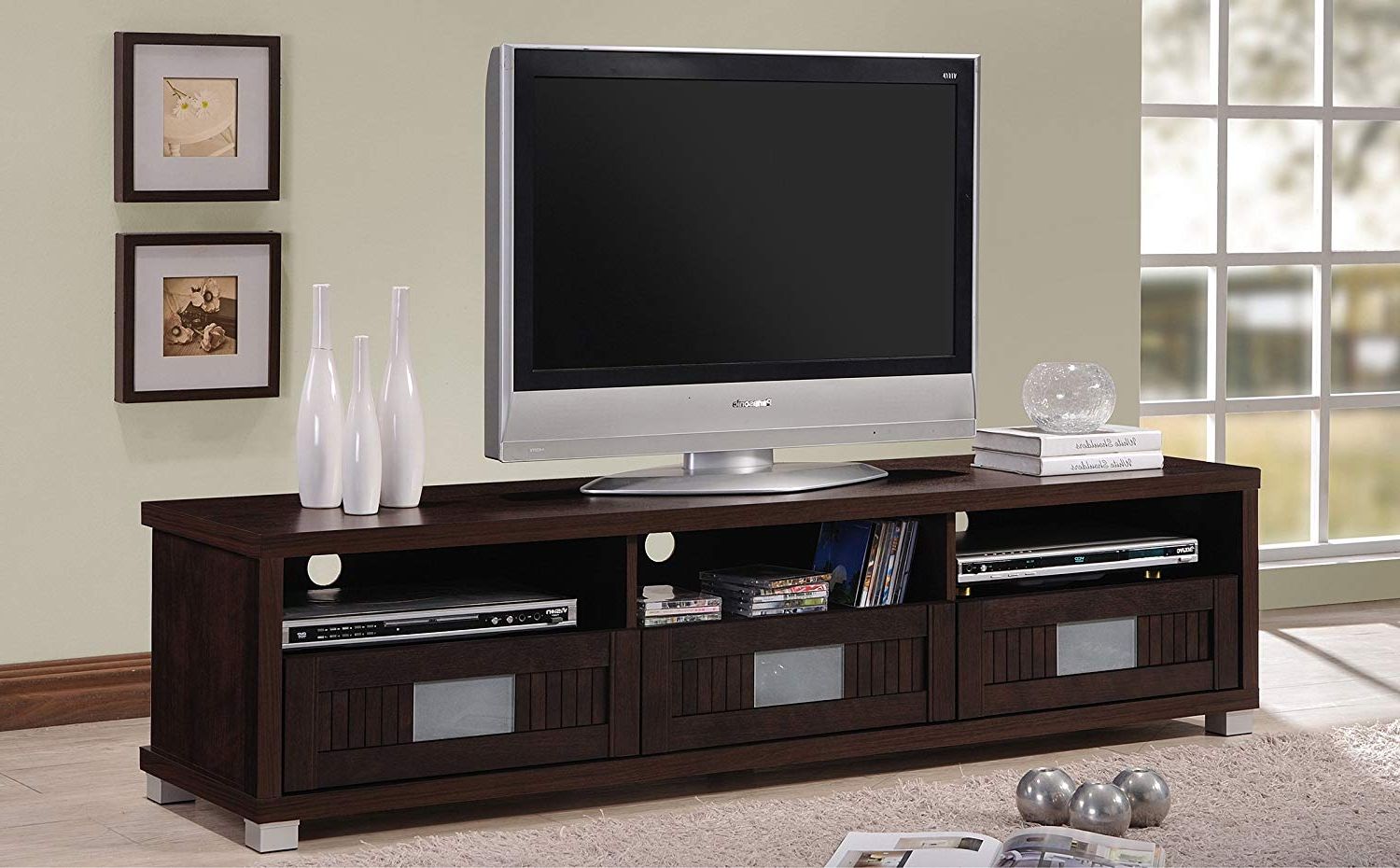 Newest Wooden Tv Cabinets With Amazon: Wholesale Interiors Baxton Studio Gerhardine Wood Tv (View 1 of 20)