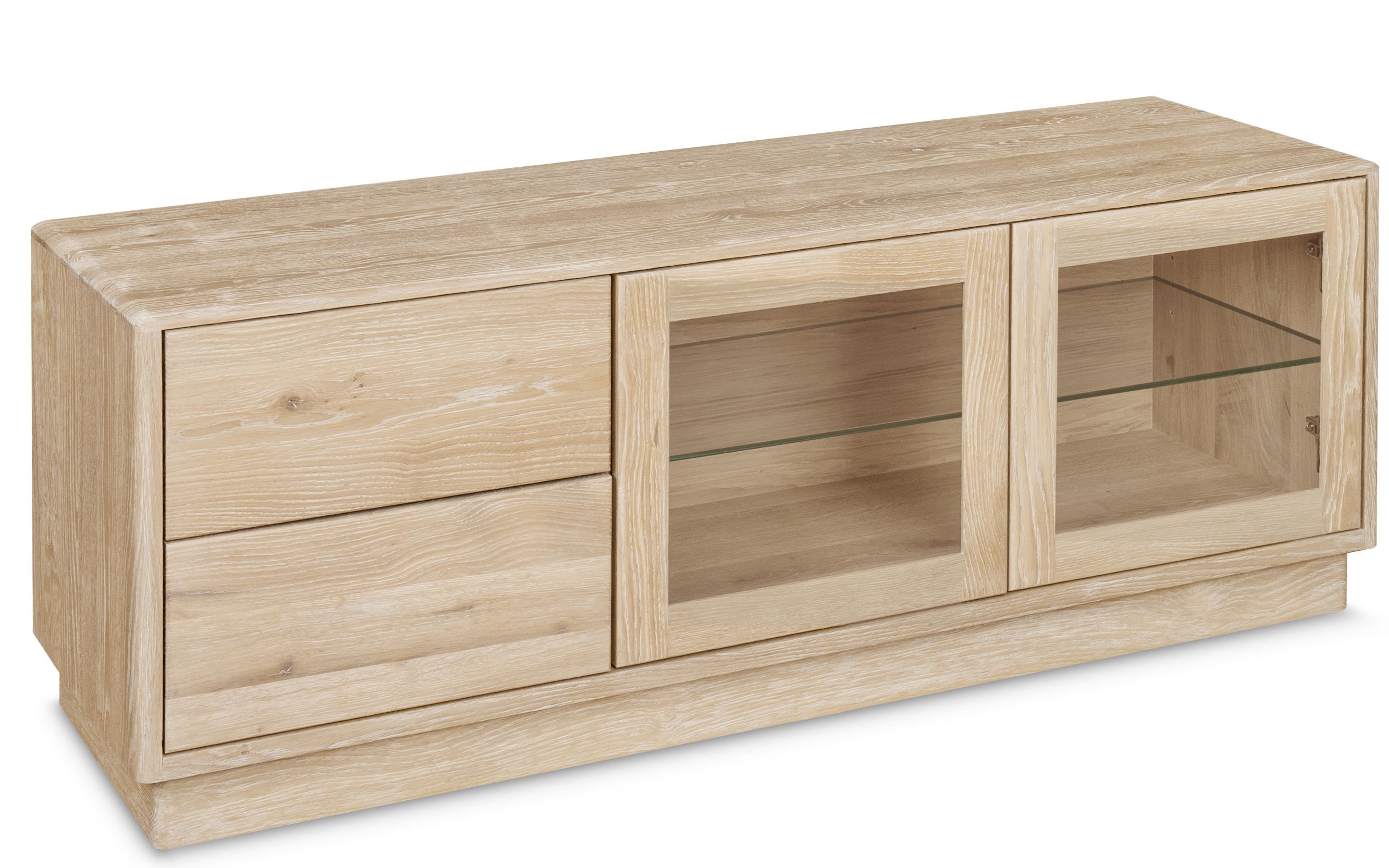 Oak Tv Stands With Glass Doors With Well Liked Portofino Tv Stand (View 2 of 20)