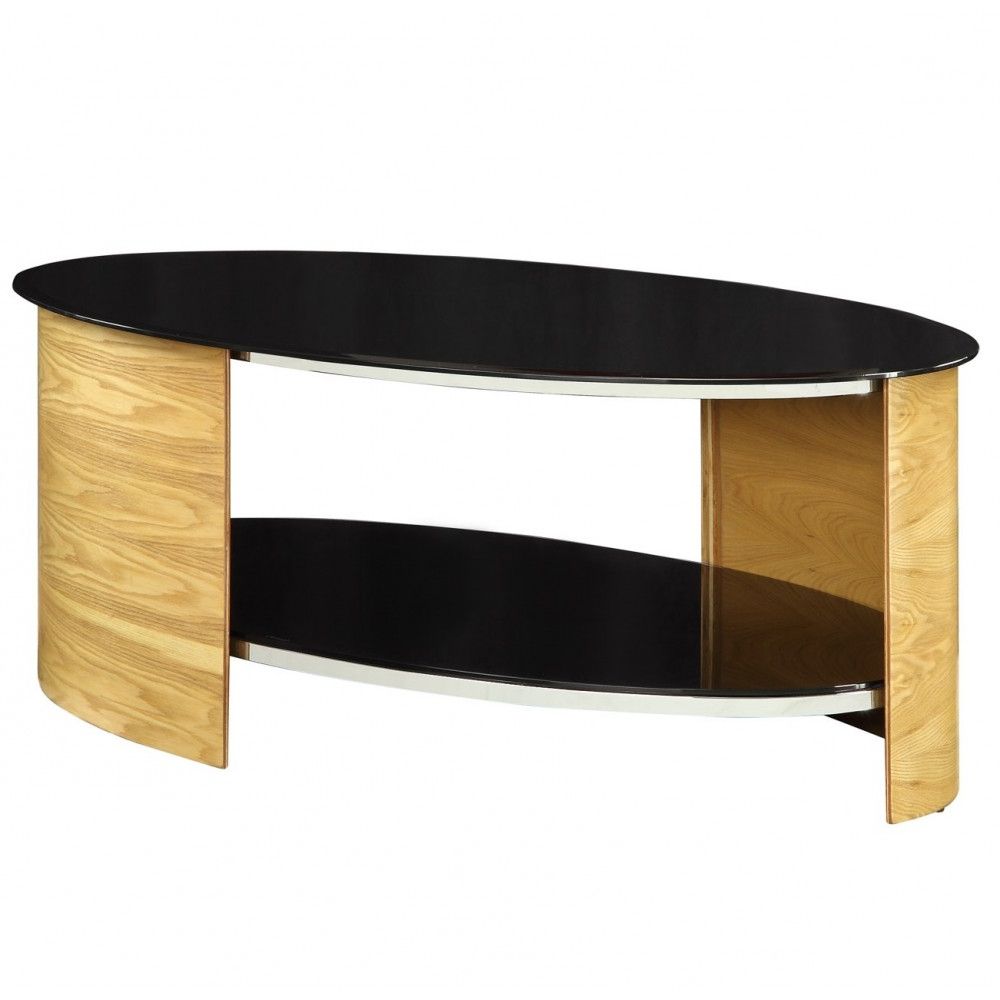 Oval Glass Tv Stands Regarding Most Up To Date Modern Unusual Oak Wood Coffee Table Oval Glass Shelves (View 13 of 20)