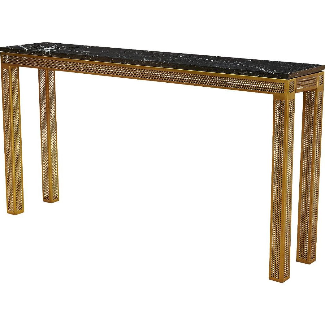 Parsons Black Marble Top & Brass Base 48x16 Console Tables Pertaining To Recent Shop Perforated Marble Console Table (View 7 of 20)